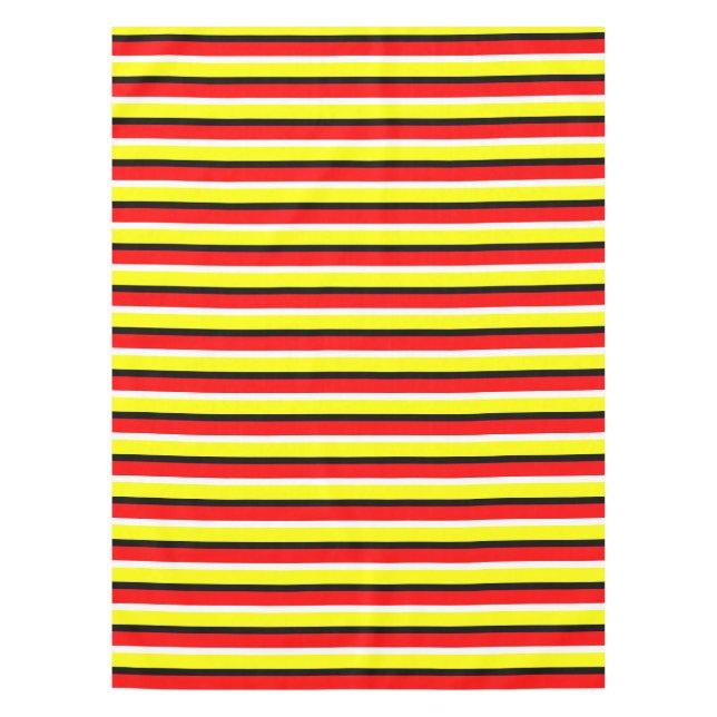 Toalha De Mesa Design de Padrão de Faixa Amarela Vermelha (Frente)