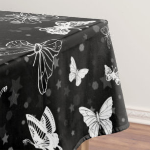 Toalha De Mesa Design de Padrão de Ilustração de Borboleta Branca