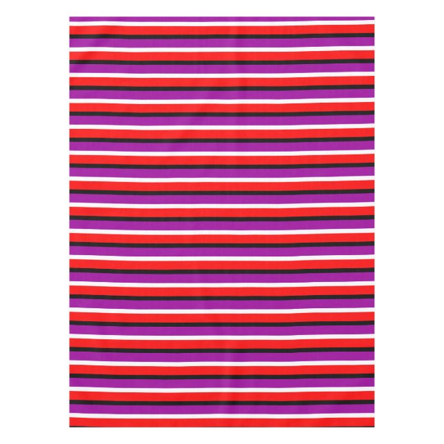 Toalha De Mesa Design de Padrão de Stripe Roxo Vermelho (Frente)