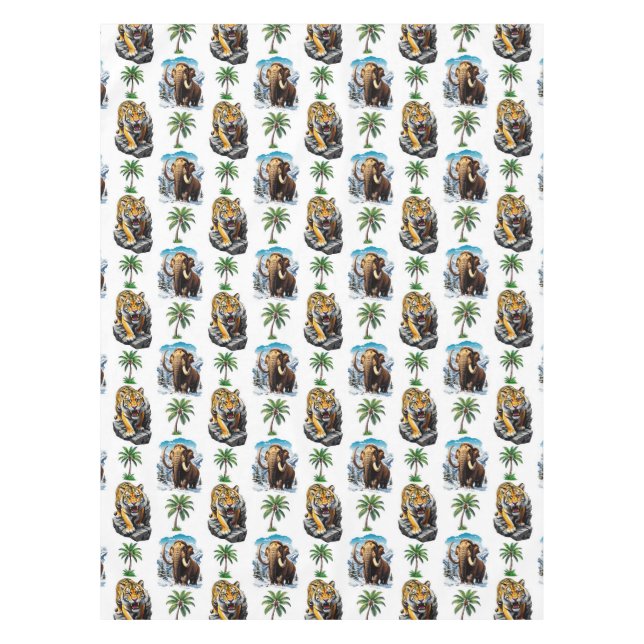 Toalha De Mesa Design de padrão de Tigre Sabertooth Ice Age Mammo (Frente)