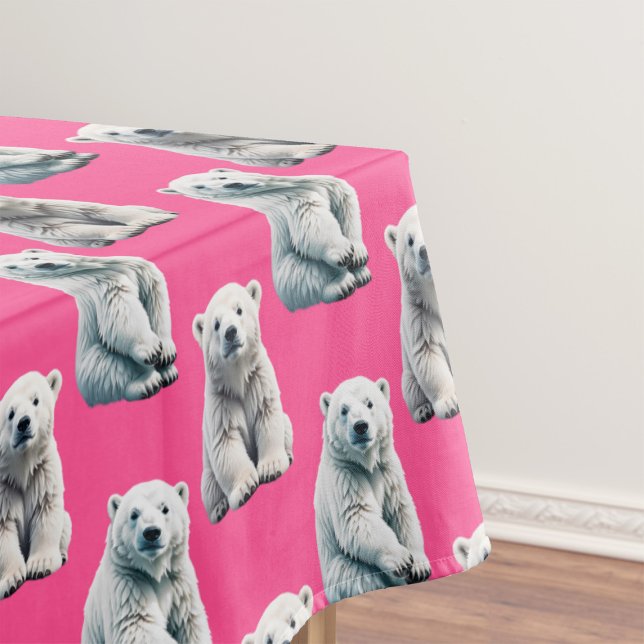 Toalha De Mesa Design de padrão de urso polar rosa (Criador carregado)
