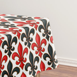 Toalha De Mesa Design de padrão do Red Black Barroco Fleur-de-lis