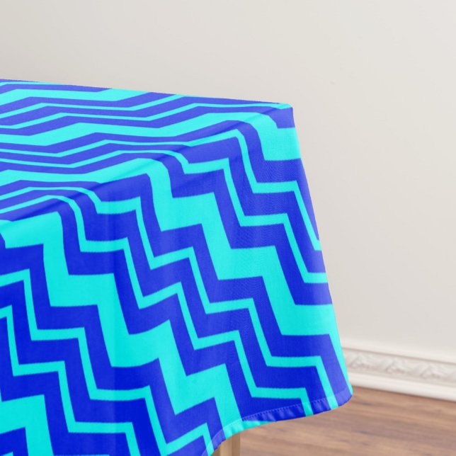 Toalha De Mesa Design de Padrão Zig Zag Chevron Azul (Criador carregado)