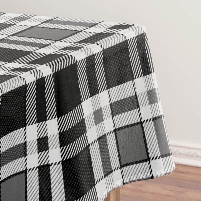 Toalha De Mesa Design de Tartan Xadrez Flannel Branco preto (Criador carregado)