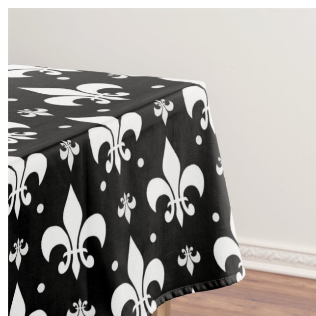 Toalha De Mesa Design do padrão Fleur-de-lis preto (Criador carregado)