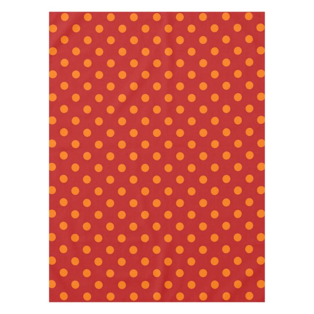 Toalha De Mesa Design Laranja Bolinhas de Fundo Vermelho (Frente)