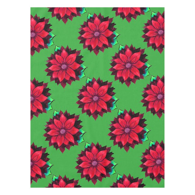 Toalha De Mesa Design VERMELHO CLÁSSICO da POINSÉTIA (Frente)