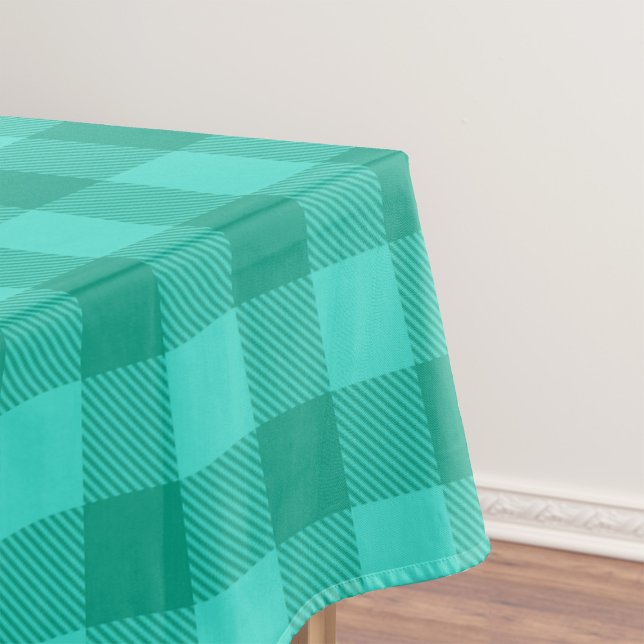 Toalha De Mesa Design Xadrez de Gingham Teal e Turquesa (Criador carregado)