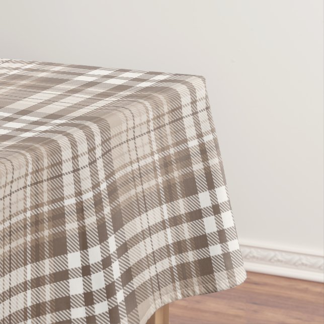 Toalha De Mesa Design Xadrez Escocês Tom Terra Neutro (Posição Original)