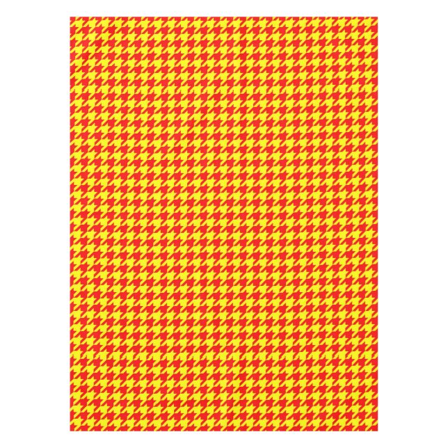 Toalha De Mesa Design Xadrez Houndstooth Amarelo Vermelho (Frente)
