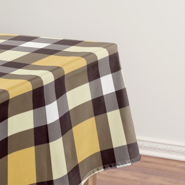 Toalha De Mesa Designer Gingham padrão amarelo e preto (Posição Original)