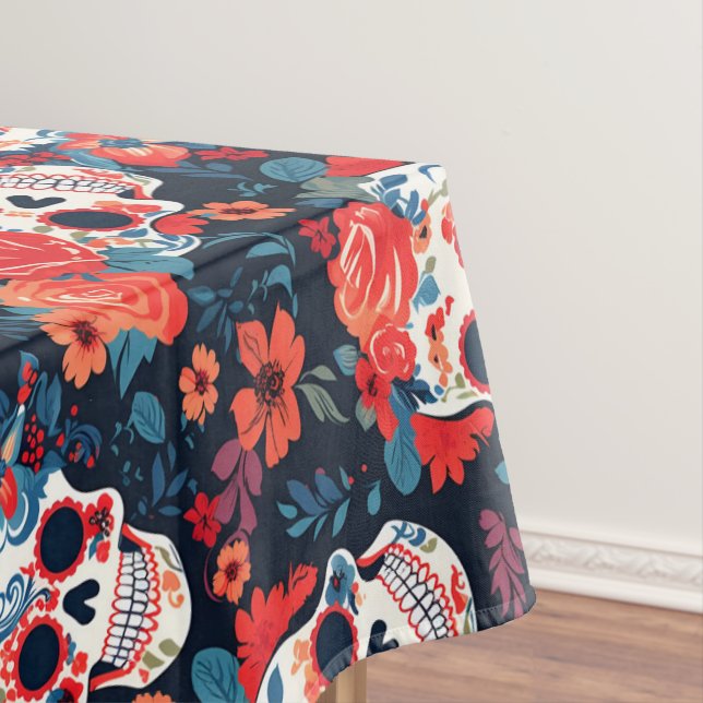 Toalha De Mesa 💀 Día de Muertos, crânios de açúcar (Posição Original)