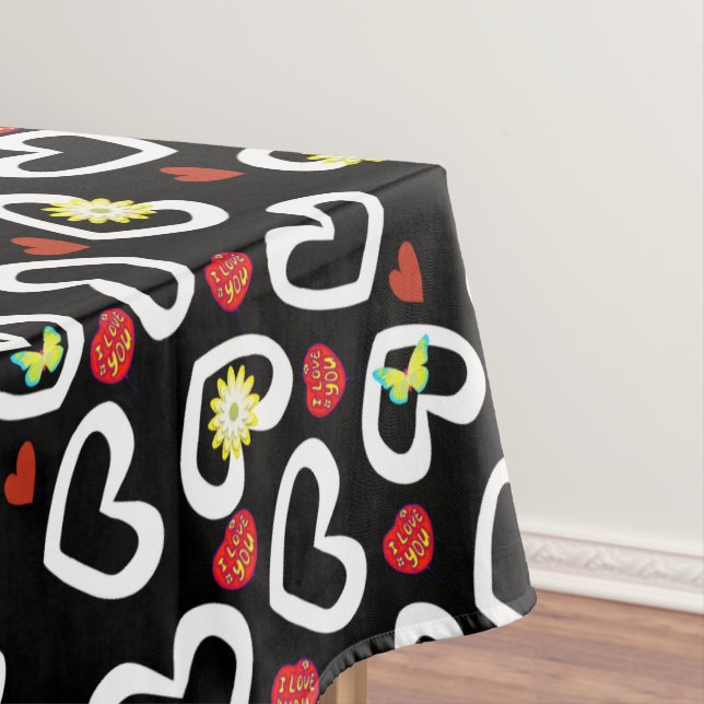Toalha De Mesa Dia de os namorados Tablecloth Hearts Eu Te Amo (Posição Original)