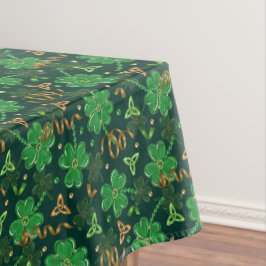 Toalha De Mesa Dia de São Patrício Dourado Trefoil Fita Sortudo