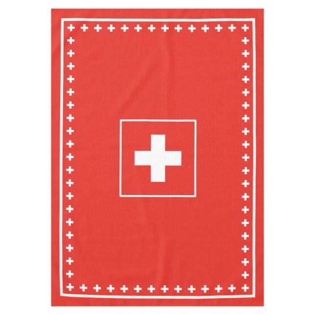 Toalha De Mesa Dia vermelho e branco da bandeira suíça básica da (Frente)