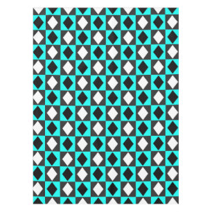 Toalha De Mesa Diamante Rhombus Geométrico Azul Preto