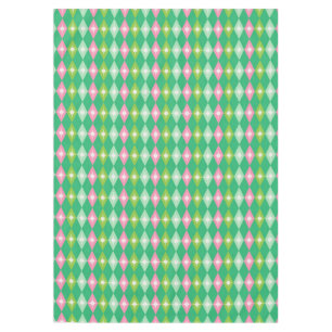 Toalha De Mesa Diamante Rosa e Verde Moderno do meio século