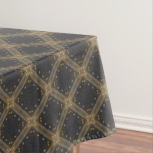 Toalha De Mesa Diamantes de Cinzas escuras com padrão Dourado de