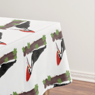 Toalha De Mesa Dica de ilustração engraçada do pica-pau-de-testa-