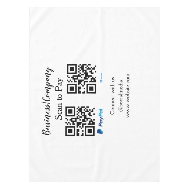 Toalha De Mesa Digitalize para pagar código q r paypal venmo adic (Frente)