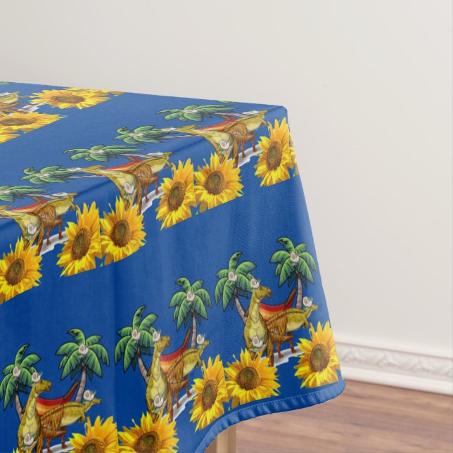 Toalha De Mesa Dinossauro Floral de Girassol Tablecloth (Posição Original)