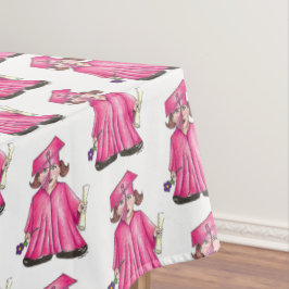 Toalha De Mesa Diploma de Boné rosa e de estudante de guinada