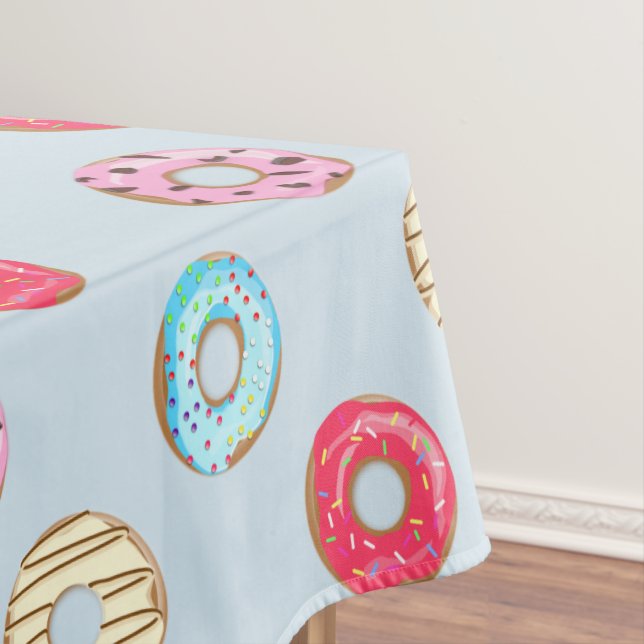 Toalha De Mesa Doce padrão de Doughnut Glacê Azul Claro (Posição Original)