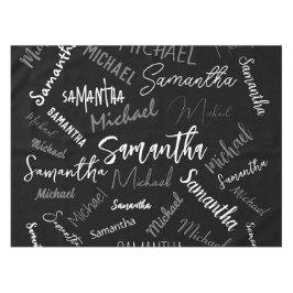 Toalha De Mesa Dois nomes casal padrão monograma cinza preta bran