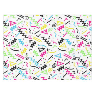 Toalha De Mesa Doodle amarelo azul verde cor-de-rosa de néon dos