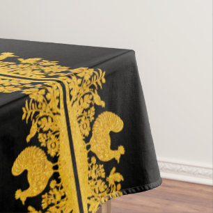 Toalha De Mesa Dourada Ação de Graças Turquia Tablecloth Floral