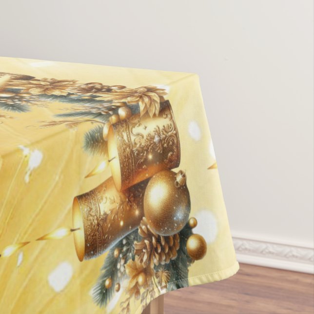 Toalha De Mesa Douradas Velas na mesa de Natal (Posição Original)