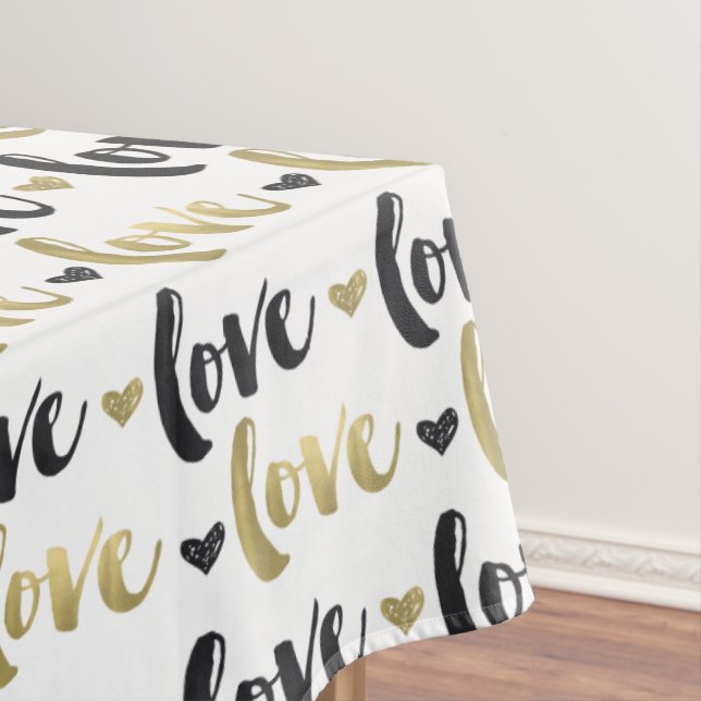 Toalha De Mesa Dourado Black Love Heart (Posição Original)