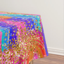 Toalha De Mesa Dourado Brilhante com Glitter de Arco-Íris