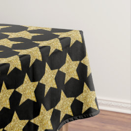 Toalha De Mesa Dourado brilho estrelas pretas