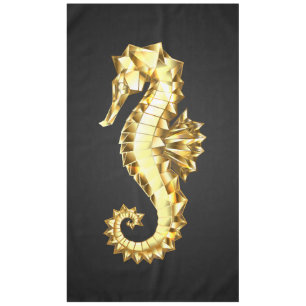 Toalha De Mesa Dourado Cavalo de Mar Poligonal