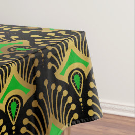 Toalha De Mesa Dourado e verde Art Deco, de preto