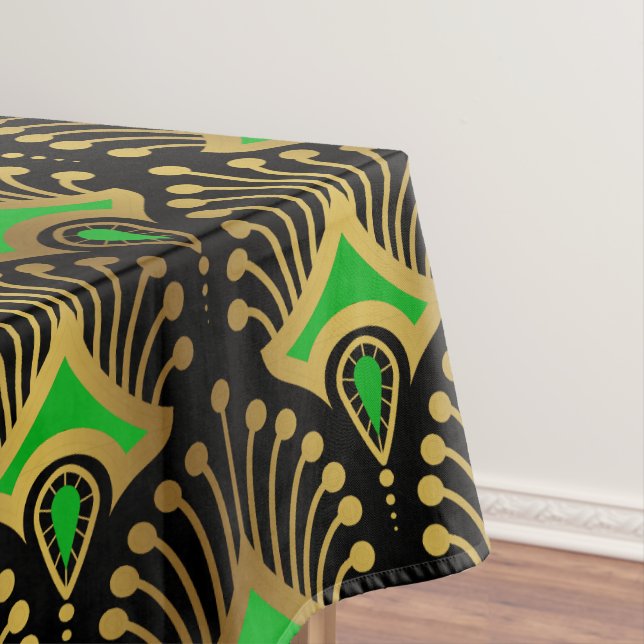 Toalha De Mesa Dourado e verde Art Deco, de preto (Posição Original)