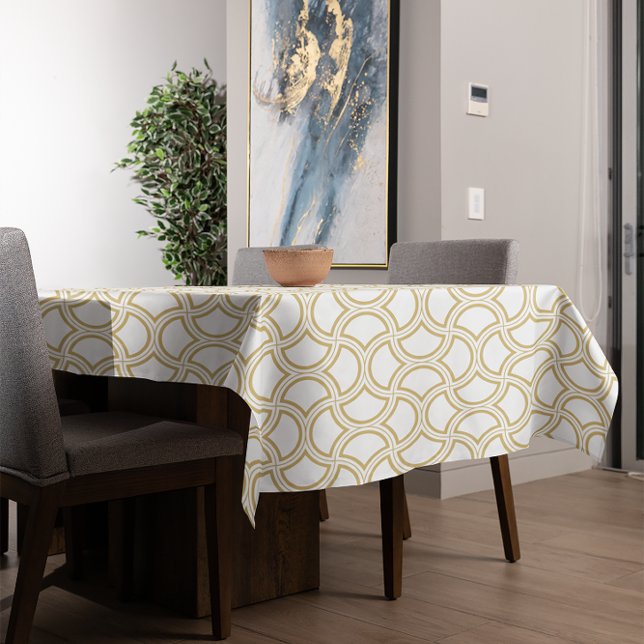 Toalha De Mesa Dourado padrão de arte deco em branco (Criador carregado)