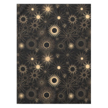 Dourado padrão gráfico de sóis em preto