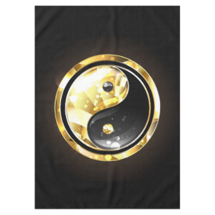 Toalha De Mesa Dourado Yin Yang a preto
