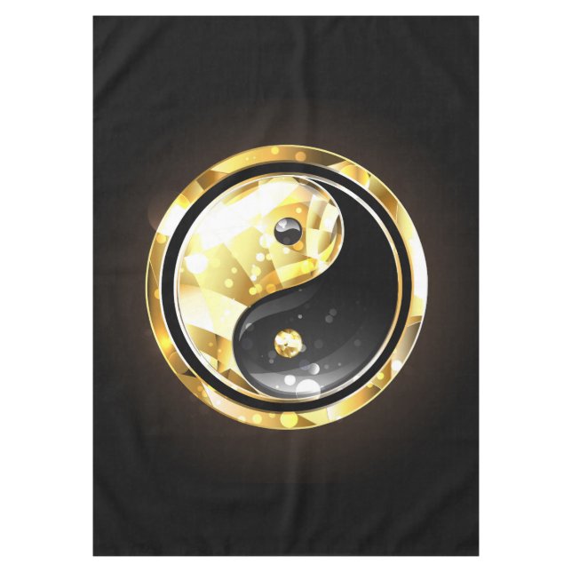 Toalha De Mesa Dourado Yin Yang a preto (Frente)