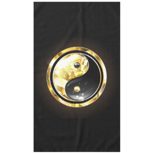 Toalha De Mesa Dourado Yin Yang a preto