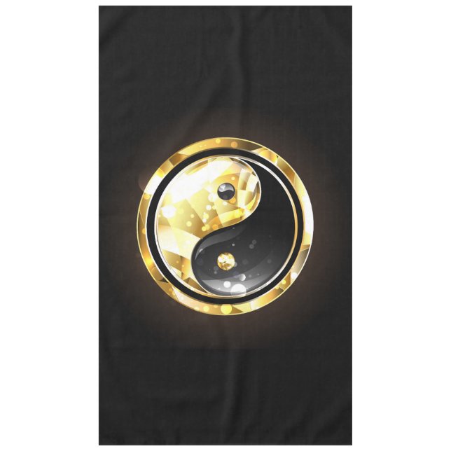 Toalha De Mesa Dourado Yin Yang a preto (Frente)