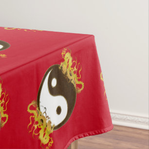 Toalha De Mesa Dragão dourado Yin Yang