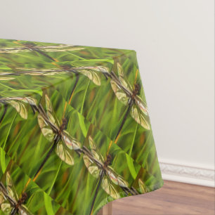 Toalha De Mesa Dragonfly Artística Em Castanho E Amarelo Em Verde