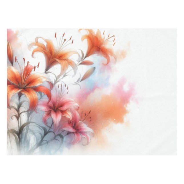 Toalha De Mesa Dreamy Tiger Lily Watercolor (Frente (Horizontal))