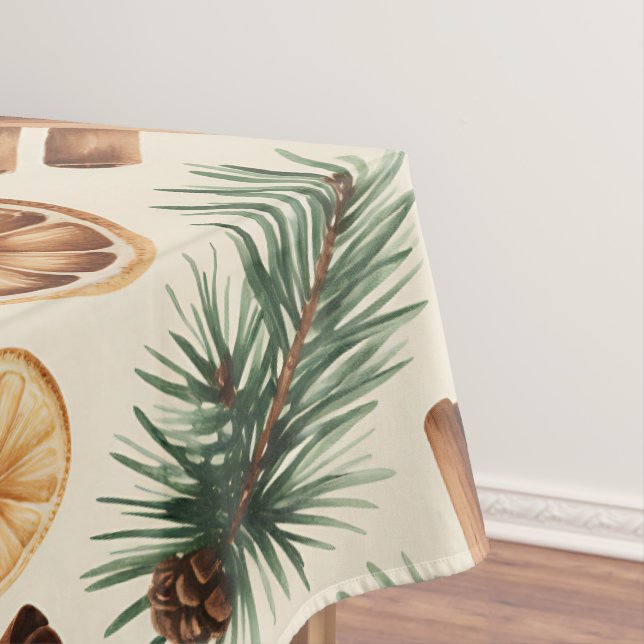 Toalha De Mesa Dry Oranges Cinnamon Sticks Fir Branches (Posição Original)