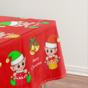 Toalha De Mesa Duende de Natal no Vermelho
