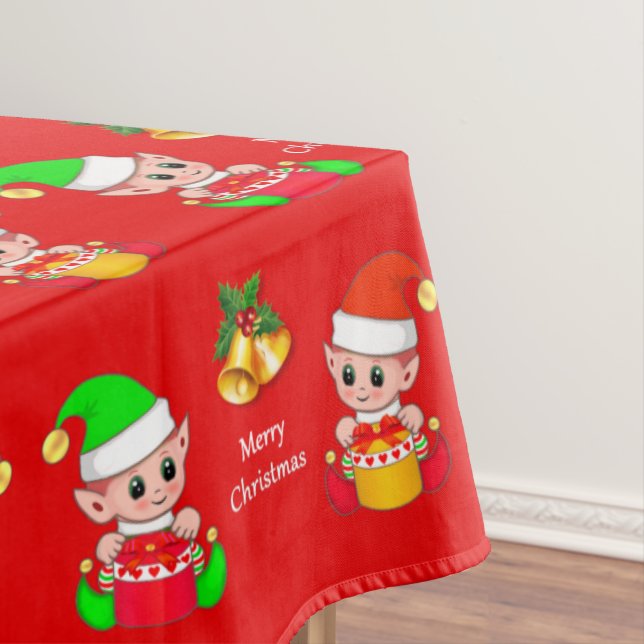 Toalha De Mesa Duende de Natal Vermelho (Posição Original)