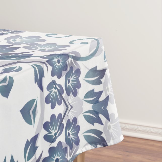 Toalha De Mesa Dusty Blue Floral Mandala  (Posição Original)